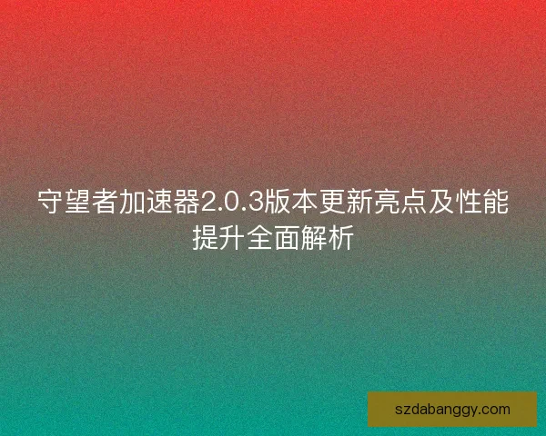 守望者加速器2.0.3版本更新亮点及性能提升全面解析