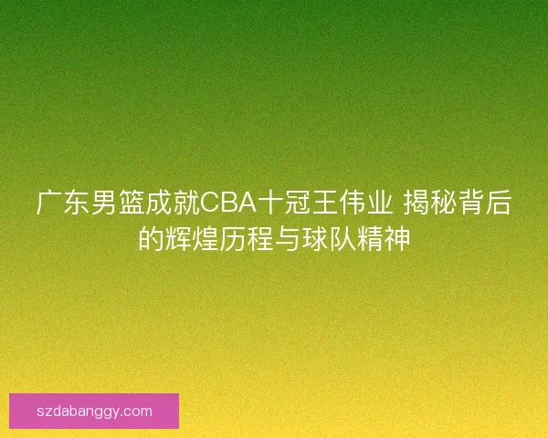 广东男篮成就CBA十冠王伟业 揭秘背后的辉煌历程与球队精神
