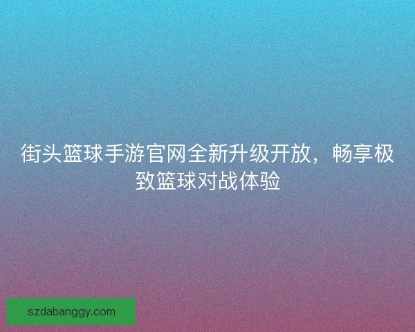 街头篮球手游官网全新升级开放，畅享极致篮球对战体验